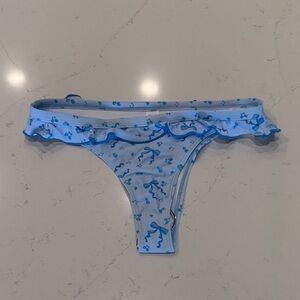 Cider Light Blue Ruffle Bikini Bottom with Blue Bow Print